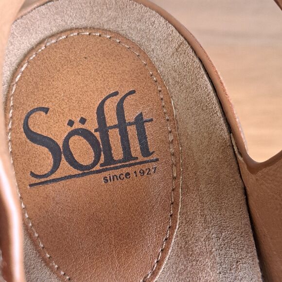 Sofft Bali Women’s 8.5 Brown Leather Strappy Sandals Tan Low Heel Ankle Strap - Picture 9 of 11